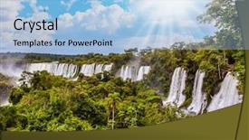  Presentation with waterfalls - Audience pleasing slide deck consisting of waterfalls iguazu basaltic ledge backdrop and a  colored foreground