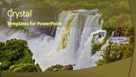  Presentation with world tourism - PPT theme featuring waterfalls iguazu picturesque basaltic ledge background and a tawny brown colored foreground