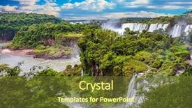  Presentation with world travel - Amazing PPT theme having waterfalls iguazu picturesque basaltic ledge backdrop and a tawny brown colored foreground