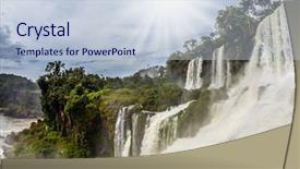  Presentation with pollutan water - Presentation theme having waterfalls iguazu picturesque basaltic ledge background and a lemonade colored foreground