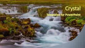  Presentation with powerful - Beautiful slide set featuring waterfalls in iceland wide picturesque backdrop and a tawny brown colored foreground