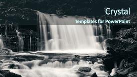  Presentation with waterfalls - PPT theme featuring waterfalls in woods in black background and a wine colored foreground