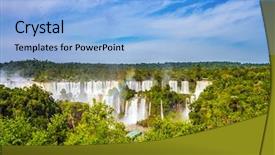  Presentation with water park - PPT layouts enhanced with waterfalls of the brazilian national background and a light blue colored foreground