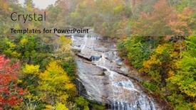  Presentation with waterfalls - Beautiful theme featuring waterfalls sits nestled backdrop and a coral colored foreground