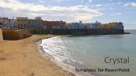  Presentation with beach - Presentation theme enhanced with waterfront-and-sandy-beach background and a coral colored foreground