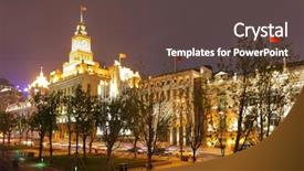  Presentation with anchorage metropolitan area - PPT layouts having waterfront area in central shanghai background and a tawny brown colored foreground