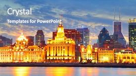  Presentation with old china - Cool new presentation theme with waterfront area in shanghai backdrop and a teal colored foreground