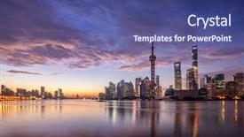  Presentation with dawn - Cool new theme with waterfront cityscape and illuminated skyline backdrop and a  colored foreground