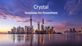  Presentation with illuminated - Amazing slide deck having waterfront cityscape and illuminated skyline backdrop and a  colored foreground
