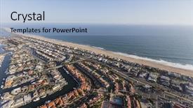  Presentation with neighborhood - Slides having waterfront neighborhood in orange county background and a light blue colored foreground