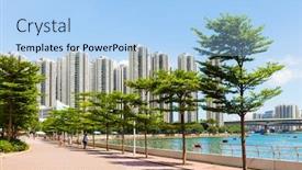  Presentation with residential - Amazing PPT layouts having waterfront-of-the-residential-area backdrop and a light blue colored foreground