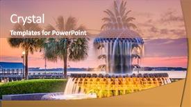  Presentation with charleston - PPT layouts with waterfront park pineapple fountain background and a coral colored foreground
