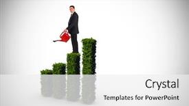  Presentation with red - Audience pleasing slide deck consisting of watering can against bar chart backdrop and a white colored foreground