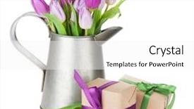  Presentation with tulip - Amazing slide deck having watering can and gift box backdrop and a white colored foreground