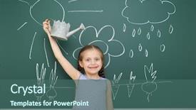  Presentation with school board - Colorful slide set enhanced with watering can drawing rain backdrop and a ocean colored foreground