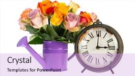  Presentation with vintage clock - Audience pleasing slides consisting of watering can with vintage clock backdrop and a lavender colored foreground