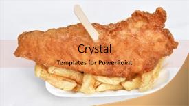  Presentation with mouth - Slides with watering delicious fish and chip background and a gold colored foreground