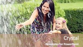  Presentation with water fountain - Beautiful slide deck featuring watering gardens - beautiful young mother with her backdrop and a coral colored foreground