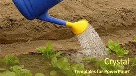 Presentation with irrigation - Slide set featuring watering of vegetable bed background and a  colored foreground