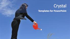  Presentation with plant growth - Audience pleasing PPT theme consisting of watering plant in the desert backdrop and a teal colored foreground