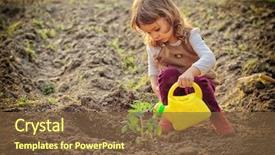 Presentation with plants - Theme featuring watering plants in a garden background and a tawny brown colored foreground