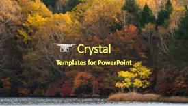  Presentation with drone - Presentation design consisting of watering robot - flying drone in autumn forest background and a tawny brown colored foreground