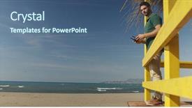  Presentation with remote - PPT theme with watering robot - man operating drone with remote background and a  colored foreground