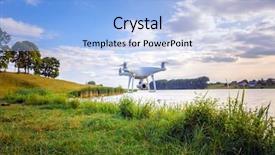  Presentation with drone quadcopter - Slides with watering robot - quadcopter drone flying background and a light blue colored foreground