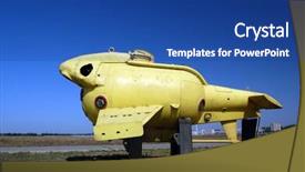  Presentation with submarine - Audience pleasing PPT layouts consisting of watering robot - submarine yellow old underwater diving backdrop and a ocean colored foreground