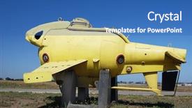  Presentation with submarine - Cool new theme with watering robot - submarine yellow old underwater diving backdrop and a teal colored foreground