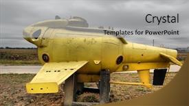  Presentation with submarine - Presentation theme featuring watering robot - submarine yellow old underwater diving background and a light gray colored foreground