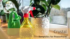  Presentation with spray - Colorful slide deck enhanced with watering-spray-yellow-plastic-bottle backdrop and a yellow colored foreground