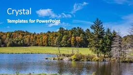  Presentation with ecotourism - Slide deck having waterlogged valley in the rocky mountains sunny autumn day the concept of active tourism and ecotourism background and a teal colored foreground