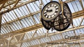  Presentation with station - Presentation theme enhanced with waterloo - large decorative clock hanging background and a  colored foreground