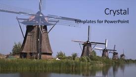  Presentation with dutch economy - Presentation theme with watermanagement - dutch windmills in kinderdijk 8 background and a  colored foreground