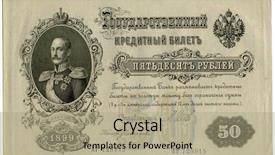  Presentation with russian - Presentation theme featuring watermark - antique russian banknote background and a mint green colored foreground