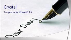  Presentation with fountain pen - Presentation featuring dear diary' written on watermarked background and a  colored foreground