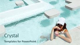  Presentation with fruit cocktail - Beautiful PPT layouts featuring watermelon cocktail in the hotel backdrop and a cool aqua colored foreground