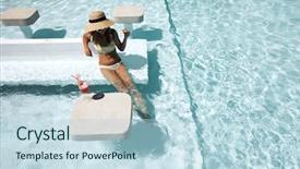  Presentation with fruit cocktail - Amazing PPT theme having watermelon cocktail in the hotel backdrop and a light blue colored foreground