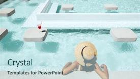  Presentation with fruit cocktail - Beautiful slide deck featuring watermelon cocktail in the hotel backdrop and a sky blue colored foreground