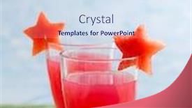  Presentation with quitting soft drink - Amazing PPT theme having watermelon drink in glasses with slices of watermelon in star shape backdrop and a sky blue colored foreground