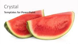  Presentation with fruit - Cool new presentation theme with watermelon-fruit-in-two-halves backdrop and a sky blue colored foreground