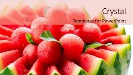  Presentation with fruit melon - Colorful presentation theme enhanced with watermelon fruit salad fresh backdrop and a coral colored foreground