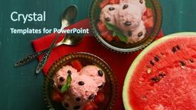  Presentation with ice cream - Cool new theme with watermelon ice cream in bowl backdrop and a ocean colored foreground