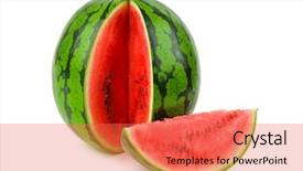  Presentation with abstract green - PPT layouts having watermelon isolated on white background background and a red colored foreground