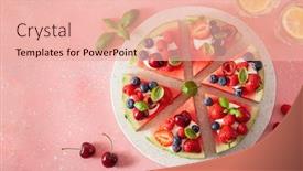  Presentation with yogurt - Presentation design featuring watermelon-pizza-slices-with-yogurt background and a lemonade colored foreground