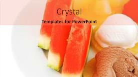  Presentation with chocolate ice cream - Audience pleasing PPT layouts consisting of watermelon-plum-and-slice backdrop and a coral colored foreground