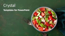  Presentation with feta cheese - Theme having watermelon-salad-with-feta-cheese background and a tawny brown colored foreground