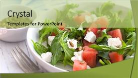  Presentation with pumpkin seeds - Amazing presentation design having watermelon salad with feta cheese backdrop and a mint green colored foreground