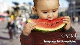  Presentation with eating - Theme featuring watermelon slice against a street background and a  colored foreground